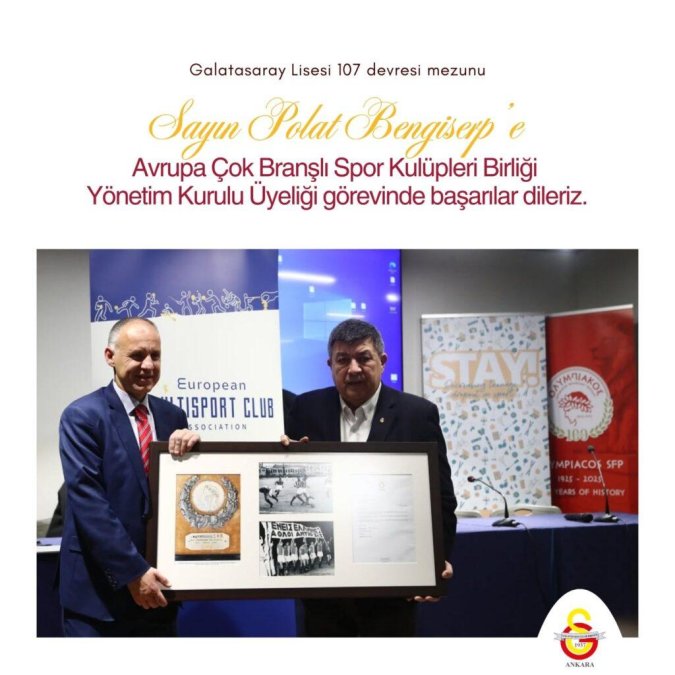 Lisemiz 107 Devresinden Sayın Polat Bengiserp Avrupa Çok Branşlı Spor Kulüpleri Birliğinin Yönetim Kurulu Üyeliğine Seçildi